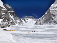 Camp I Lhotse(straight) & Everest(Left)