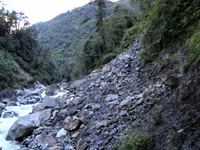 Crossing a landslide zone