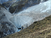 A glacier snout comes after the Italian Camp