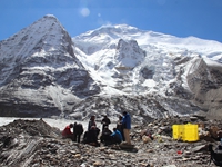 A temporary camp before the main base camp