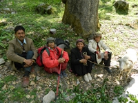 Usha Pandit with local villagers