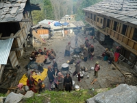 Villagers cooking in a festival