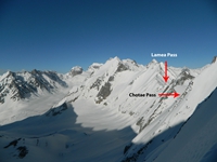 Chhotae and Lamea/Lamia Pass from Singha top