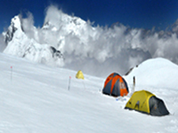 Mt. Lohtse and Everest from Makalu base camp