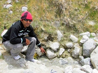 Hot water spring at Panamik near Siachen Glacier