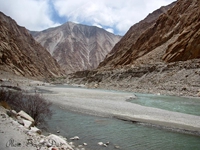 Great trans-Himalayan river Indus on the way to Tsomoriri