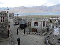 Korzok village at the bank of Tsomoriri Lake at an altitude of 15,075 ft