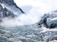 Avalanche at the khumbu icefall