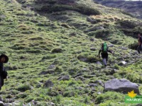 Traversing the meadow on the left side of the Parvati river