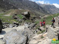 Crossing the Parvati river with Pully Bridge