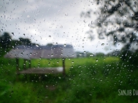 Raindrops on glass - an expression of monsoon